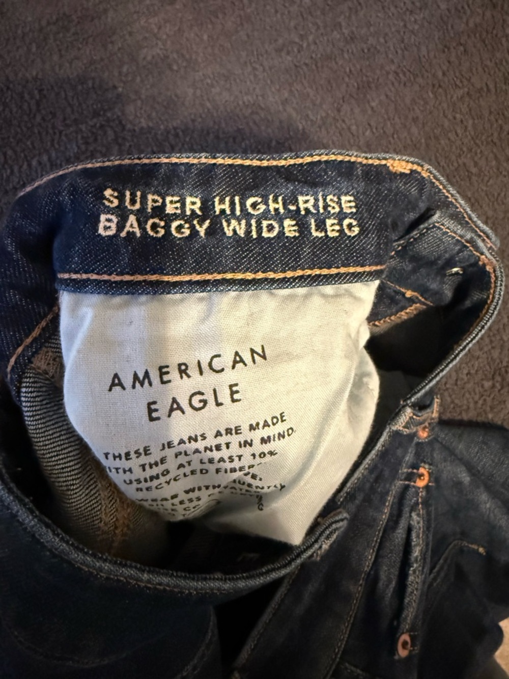 American Eagle Outfitters Dark Blue High Rise Dreamy Drape Jeans - Picture 3 of 5